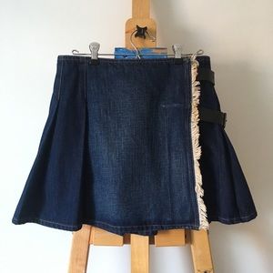 *NWOT* BURBERRY Denim Wrap Skirt with Buckles